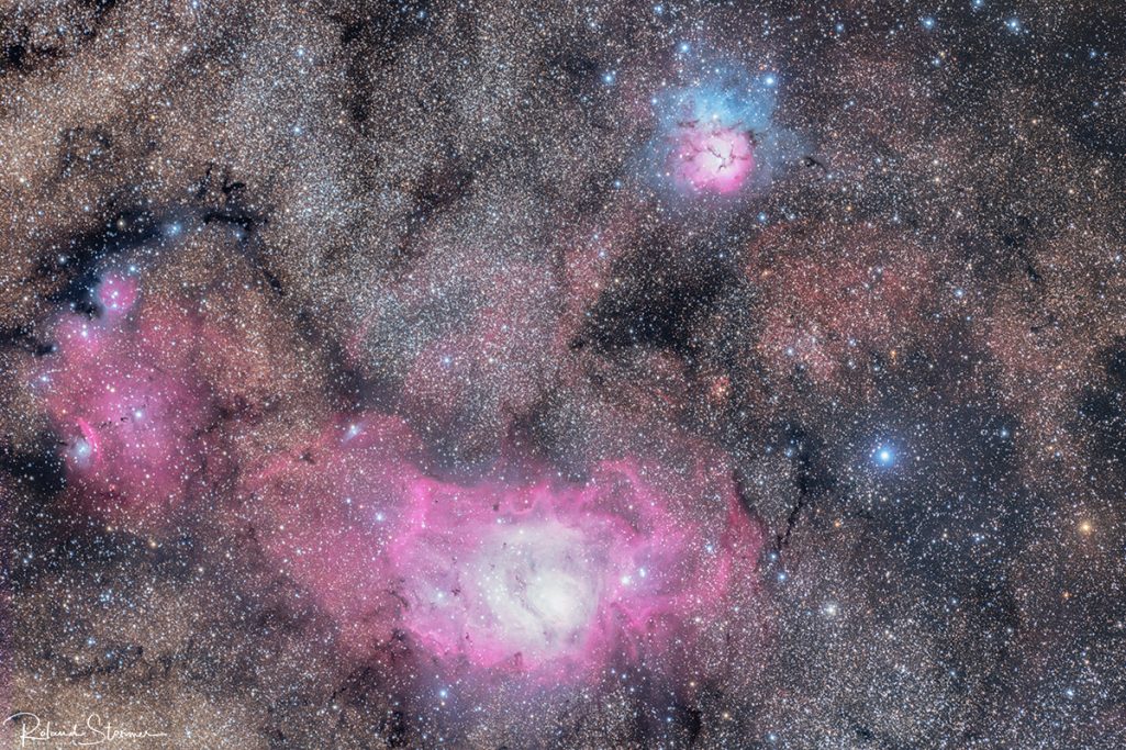 Messier 8 (unten) + Messier 20 (oben)